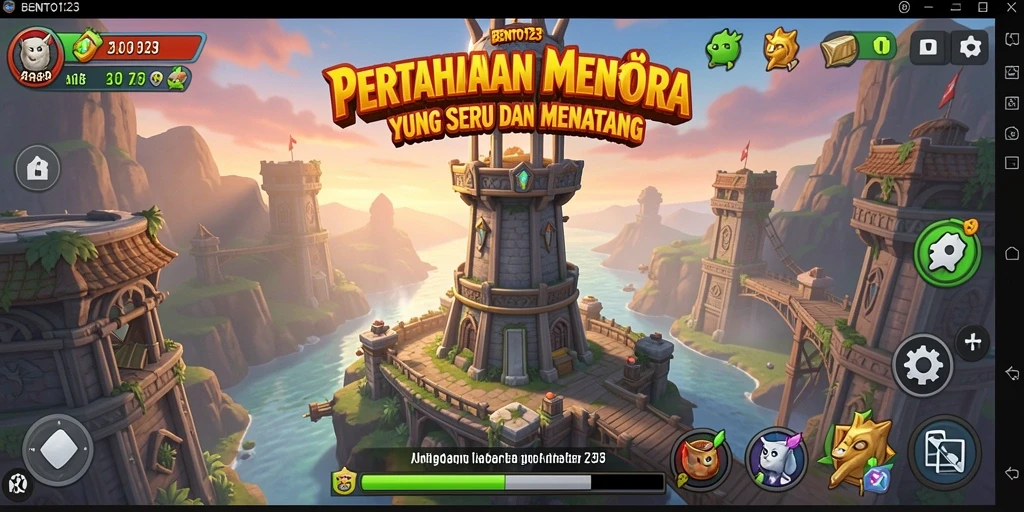 Gameplay BENTO123 yang intens dan mendebarkan dalam pertahanan menara.