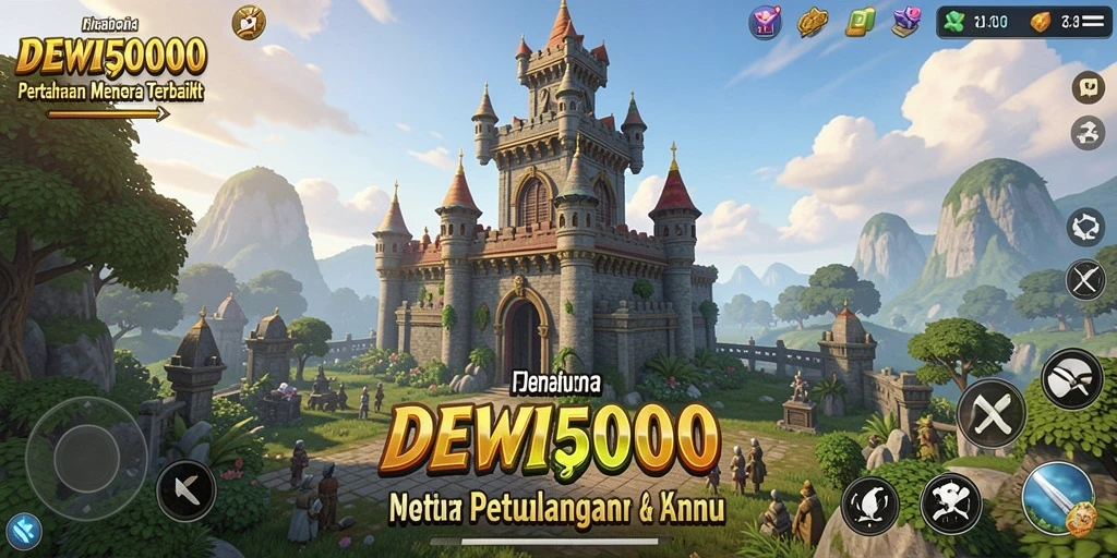 Tangkapan layar menampilkan aksi seru dalam permainan Tower Defense DEWI5000.