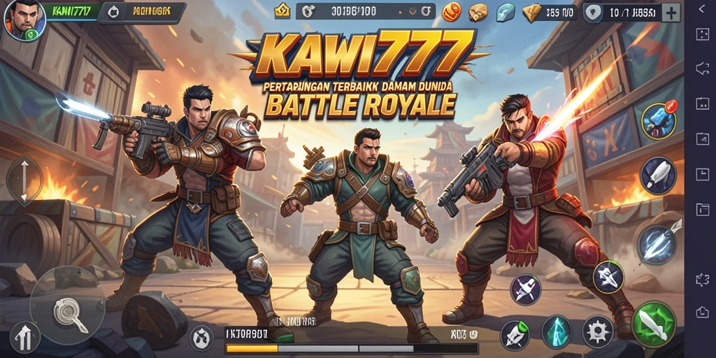 Screenshot KAWI777 menampilkan momen mendebarkan dari gameplay Battle Royale.