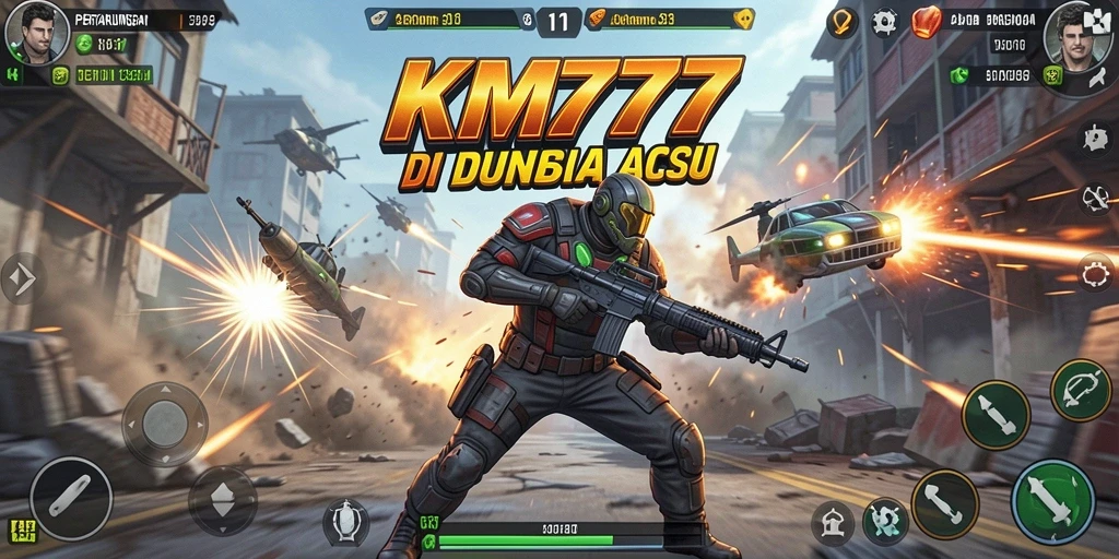 Screenshot utama KM777 menunjukkan aksi bertarung seru dengan grafis yang memukau.