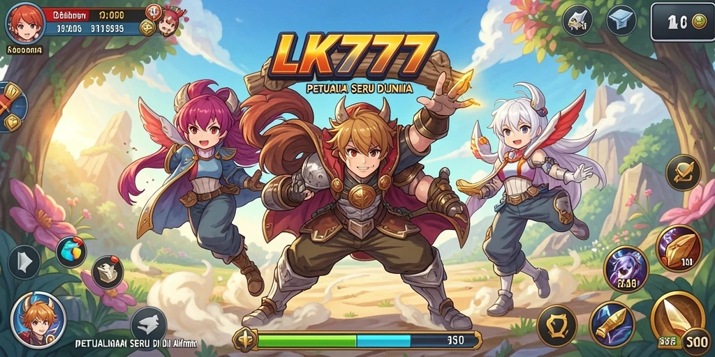 Screenshot gameplay LK777 menampilkan pertarungan karakter anime yang seru.