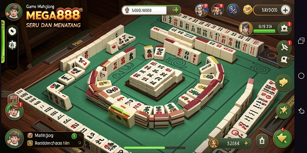 Screenshot dari gameplay MEGA888 yang menampilkan serunya permainan Mahjong.