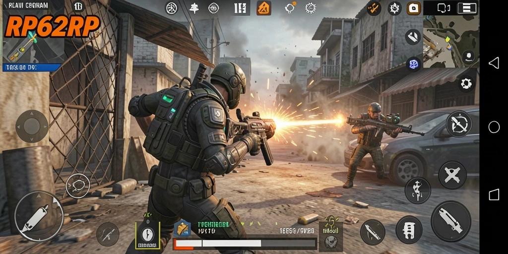 Tampilan gameplay RP62RP yang menegangkan dan penuh aksi.