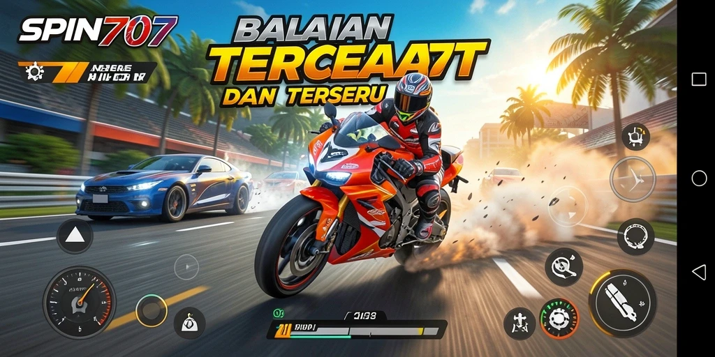 Gameplay seru SPIN707 dengan balapan motor penuh aksi.