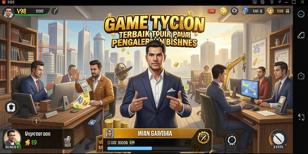 Screenshot gameplay V98 menampilkan strategi Tycoon yang mendebarkan.