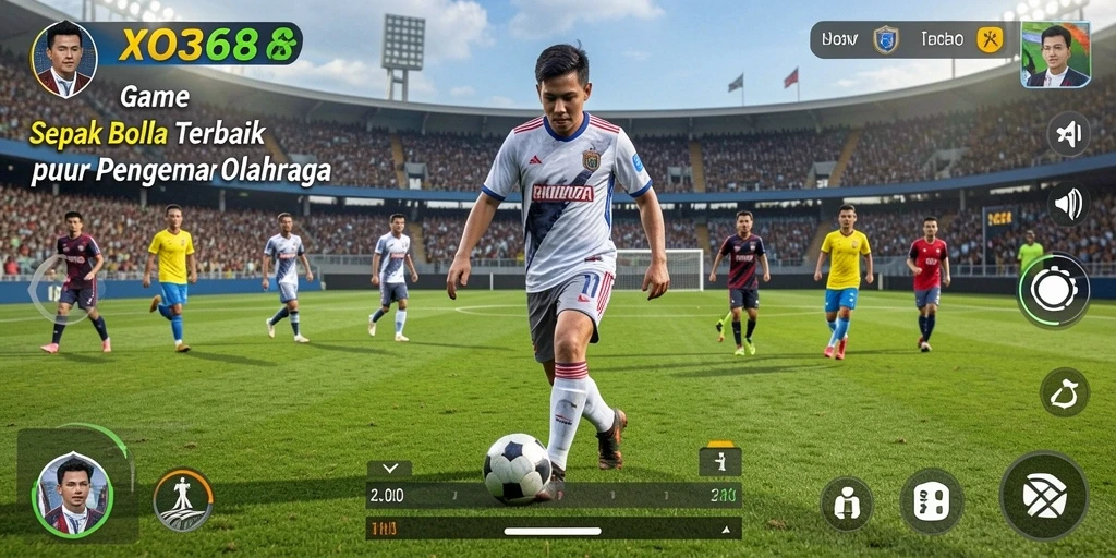 Tampilan gameplay seru dalam XO368 yang menampilkan aksi sepak bola intens.