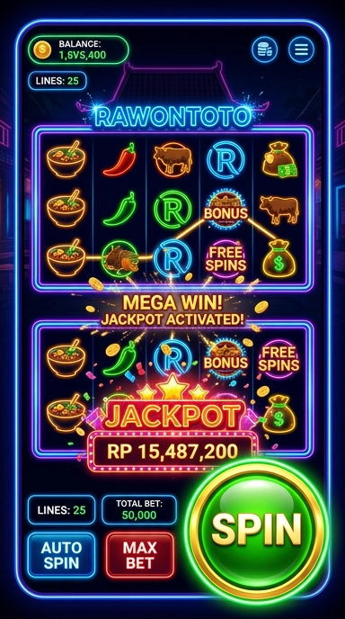 Tampilan antarmuka pengguna aplikasi rawontoto.